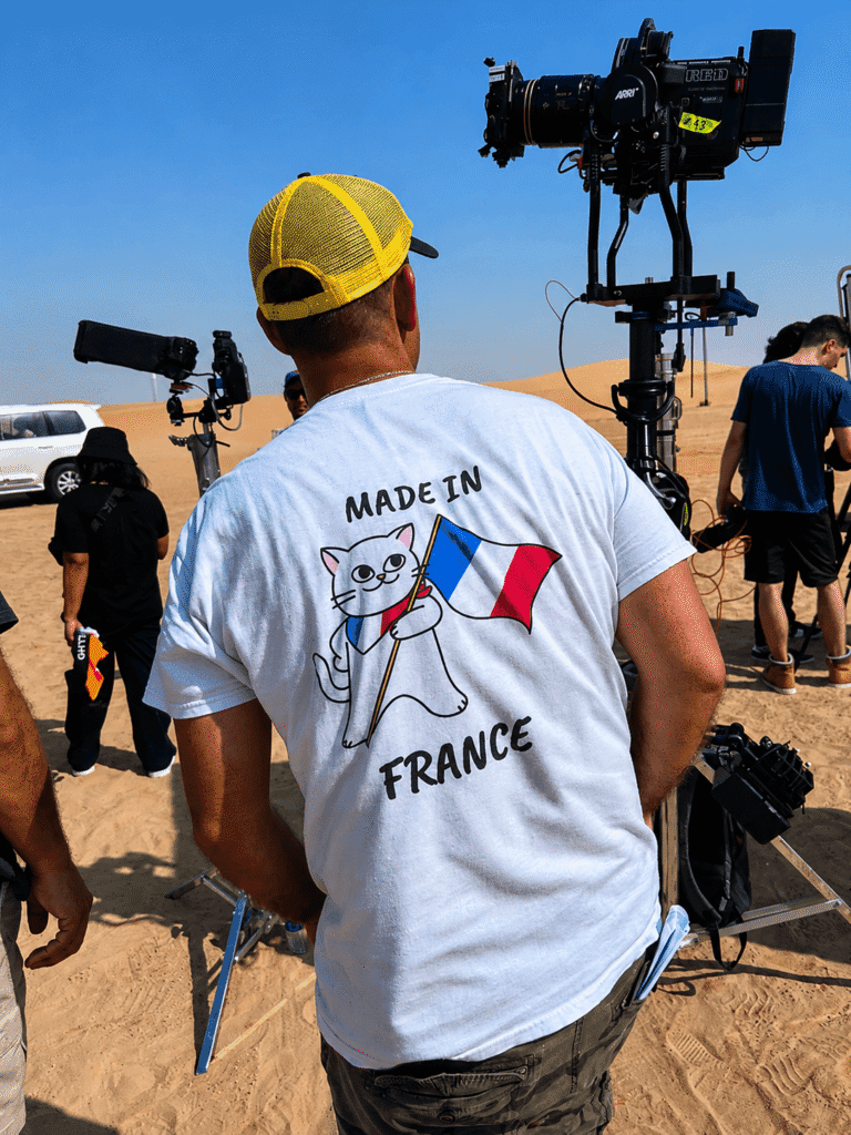 Camera operator filming the Arista Properties campaign in the desert