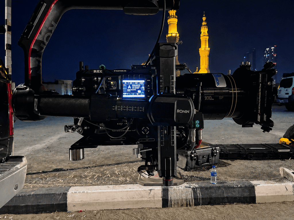 Ronin camera rig in use during a Toosuns night film shoot
