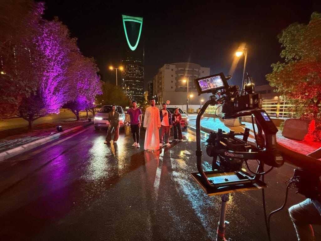 Hyundai Saudi Gen Z campaign behind-the-scenes filming in Riyadh at night