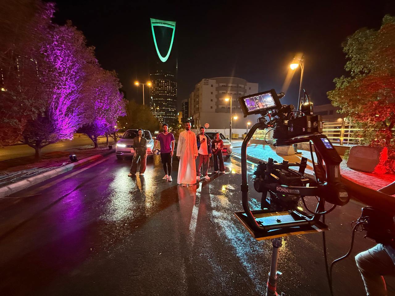 Hyundai Saudi Gen Z campaign behind-the-scenes filming in Riyadh at night