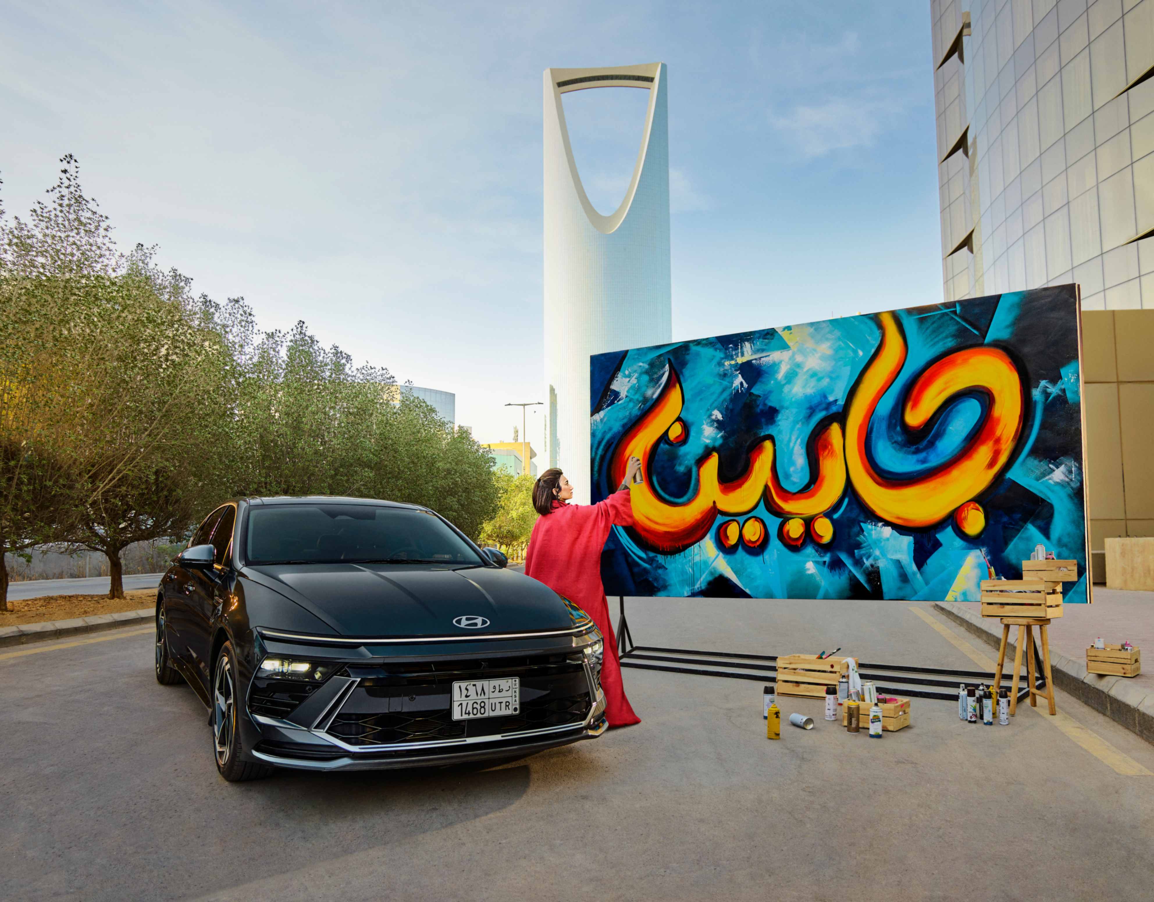 Hyundai Sonata automotive campaign key visual photographed in Riyadh, Saudi Arabia