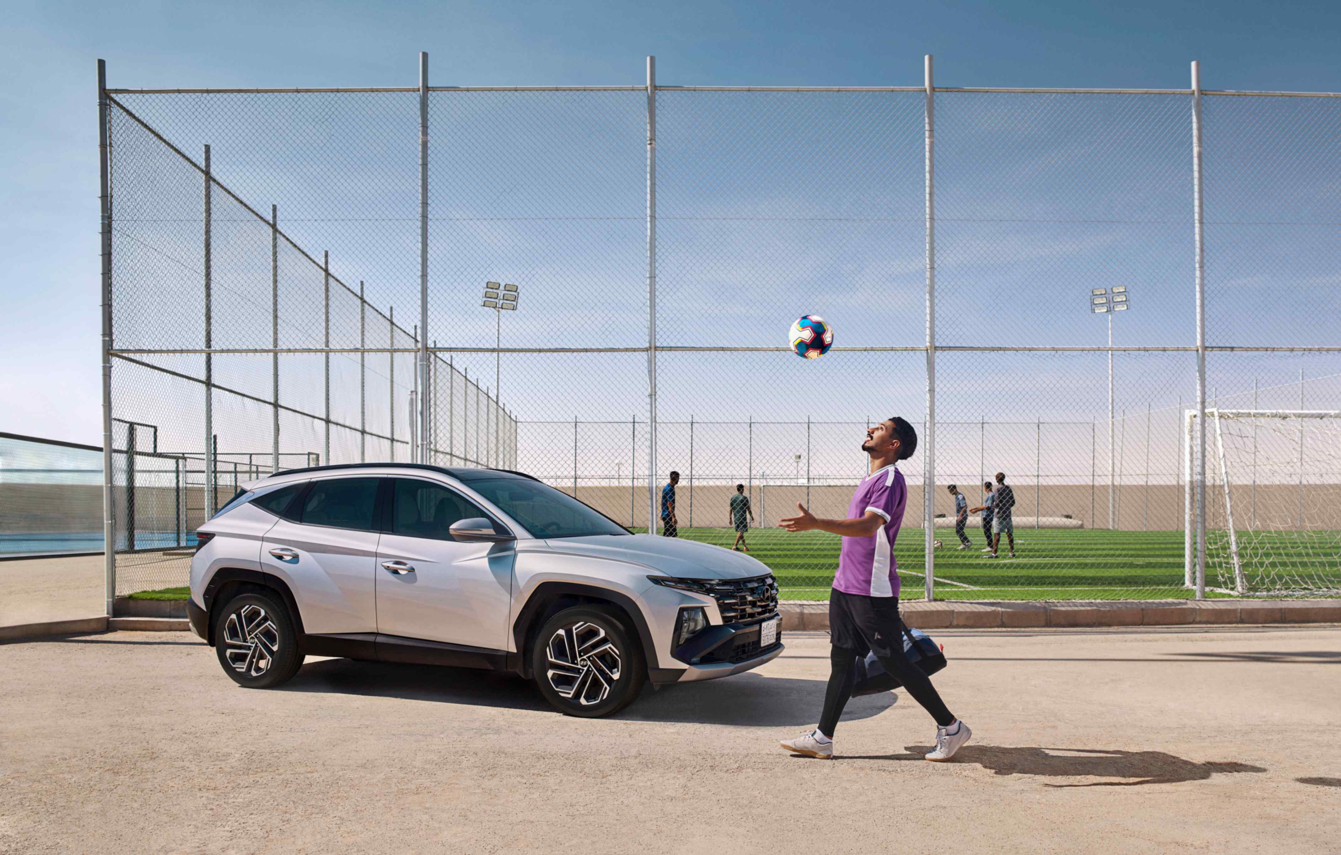 Hyundai Tucson automotive campaign key visual photographed in Saudi Arabia