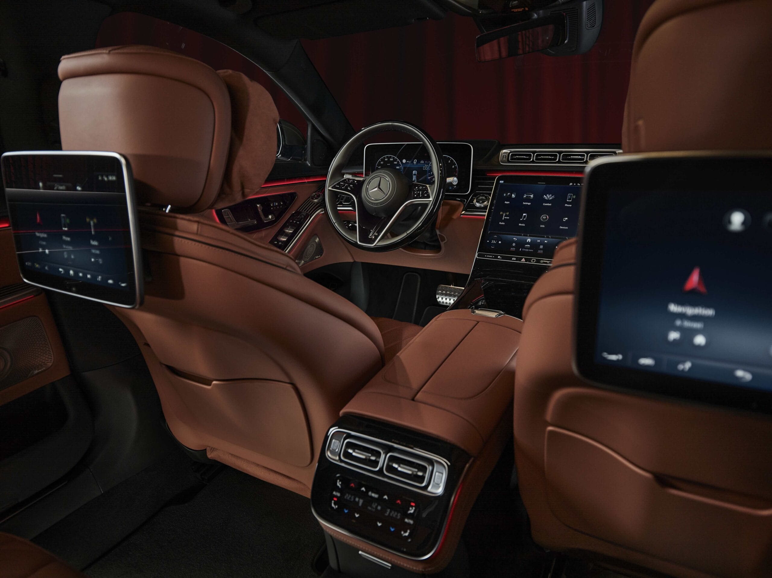 Mercedes-Benz S-Class luxury car interior photographed for the automotive campaign