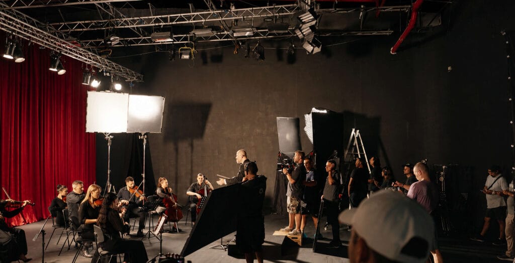 Behind the scenes of the Mercedes-Benz S-Class campaign with an orchestra, conductor and film crew.