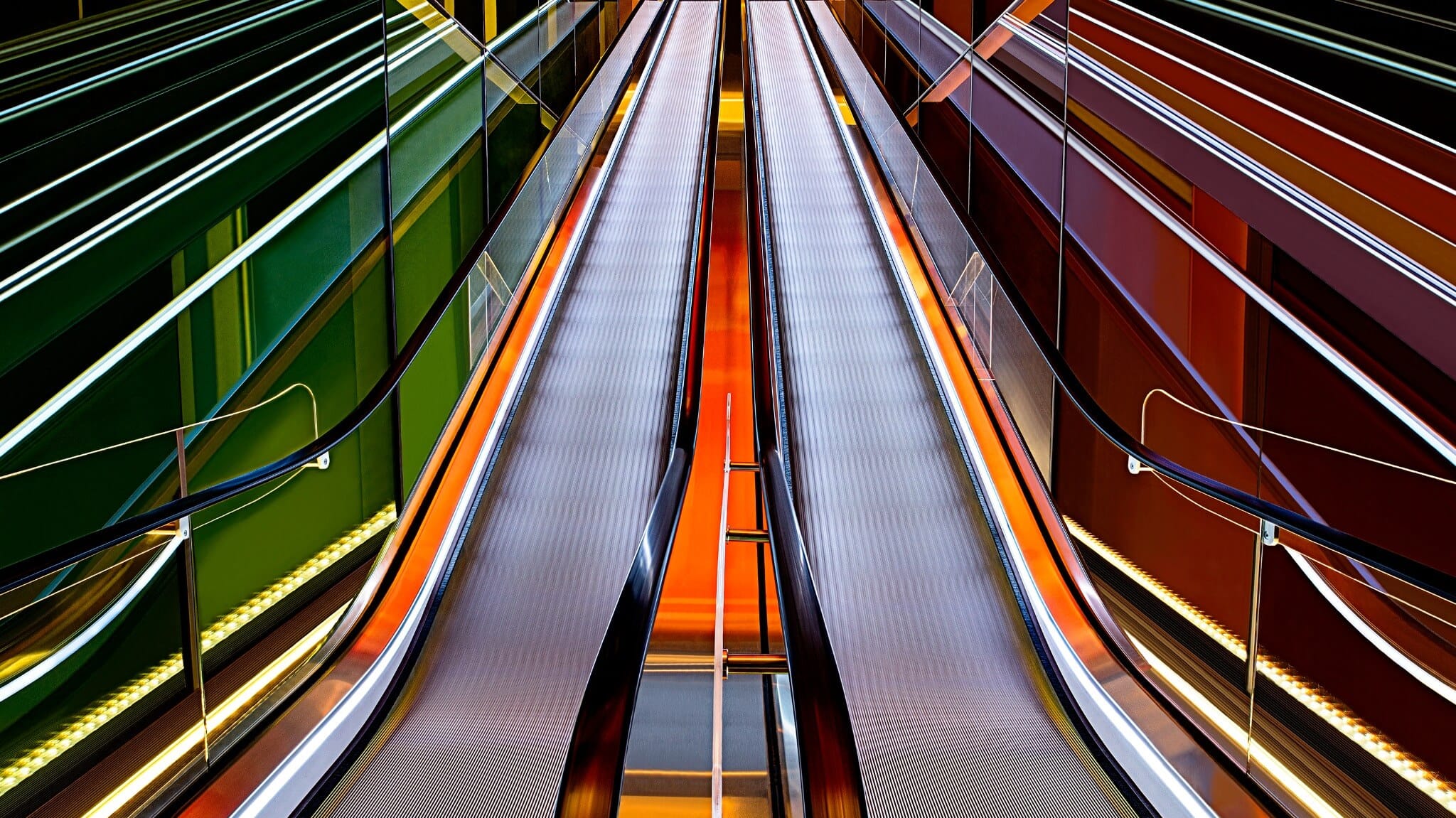 Bluewaters Dubai contemporary architecture and escalator photographed from a graphic perspective.