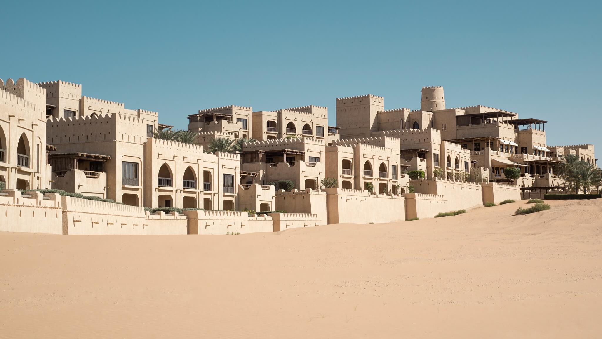 Luxury desert resort architecture photographed in the UAE.