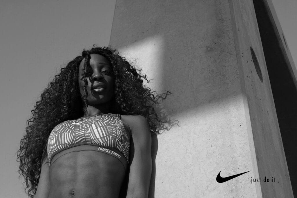 Nike women’s sportswear campaign featuring athletic fashion and dynamic movement.